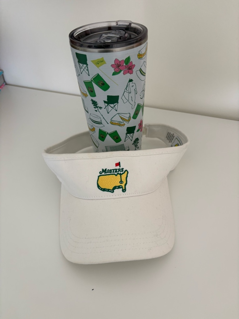Master Golf ⛳️ classic white sun visor and insulated cup bundle.